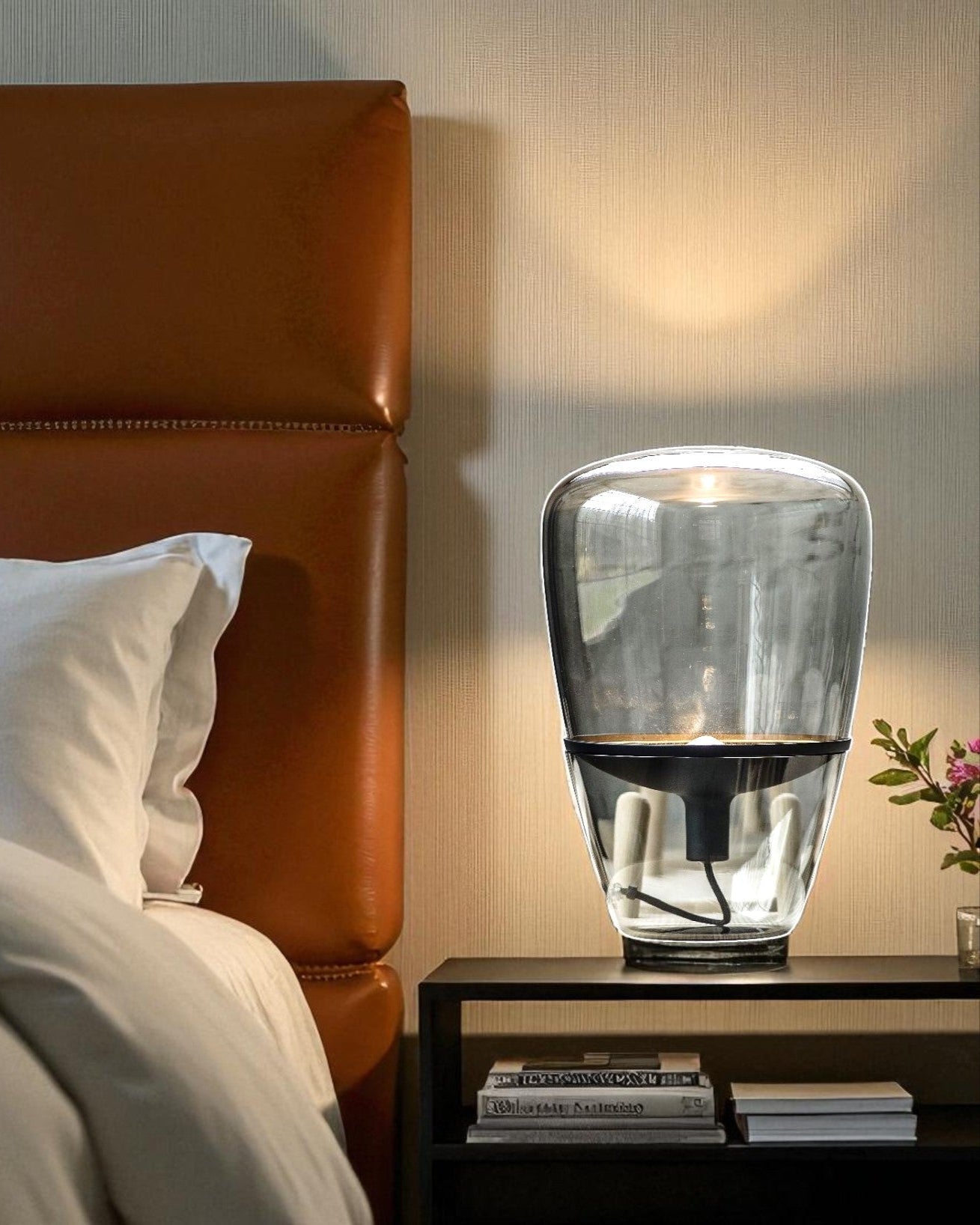 Aura Dome Glass Table Lamp - Smoke