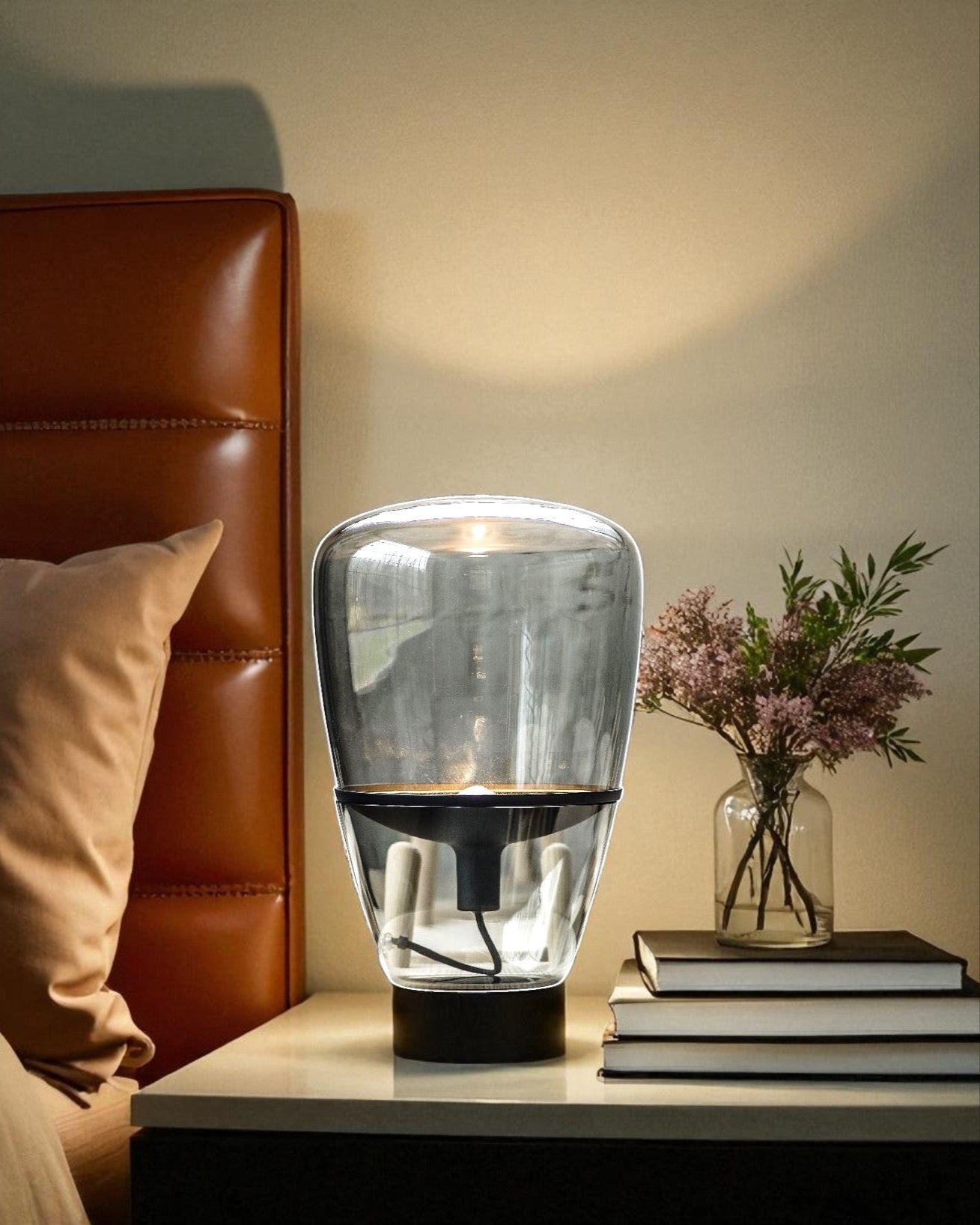 Aura Dome Glass Table Lamp - Smoke