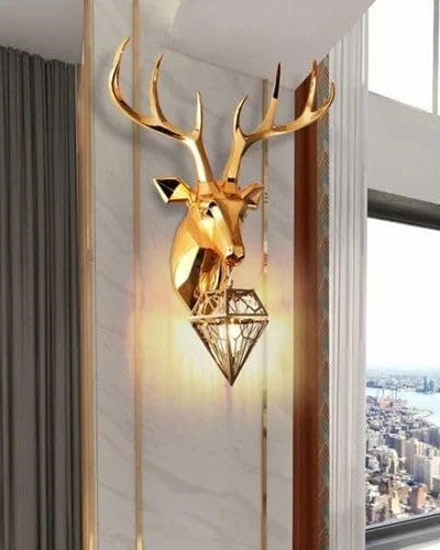 Golden Geometric Deer Wall Light