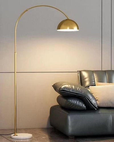 Golden Arc Floor Lamp with Dome Shade