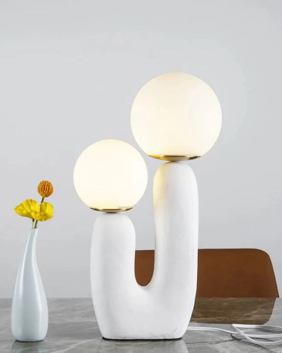 Frosted Glass U-Shaped Table Lamp - White