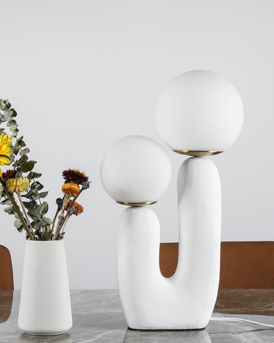 Frosted Glass U-Shaped Table Lamp - White