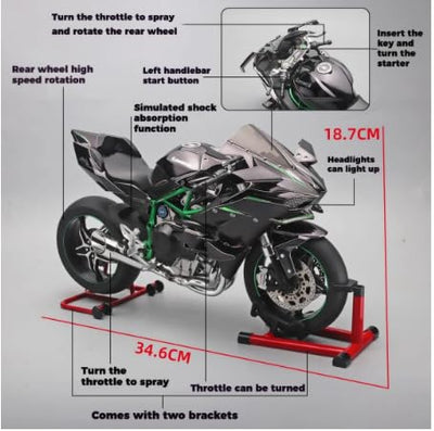 Metal Kawasaki H2R Model with Smoke and Light XLG 1:6 Scale, Black