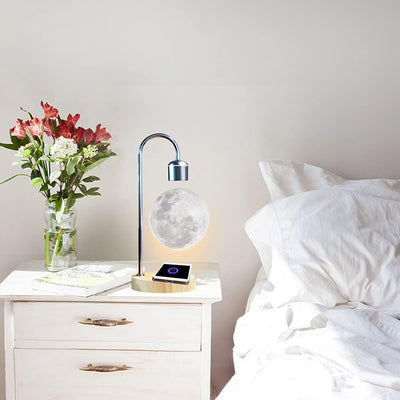 Modern Levitating Lamp with Floating Light and Built-in Qi Wireless Charger