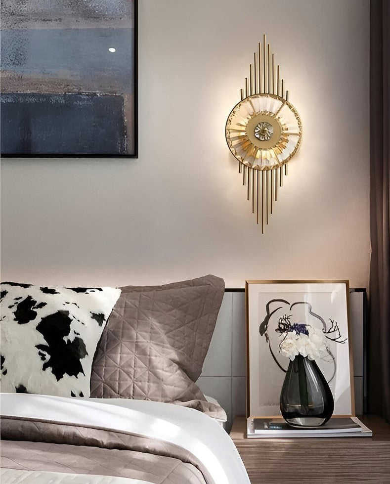 Sunburst Crystal Art Deco Wall Light