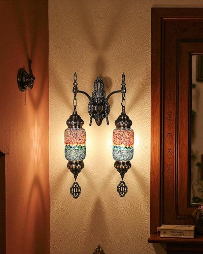 Double Mosaic Glass Turkish Wall Light
