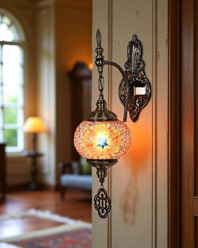 Mosaic Glass Globe Wall Lamp