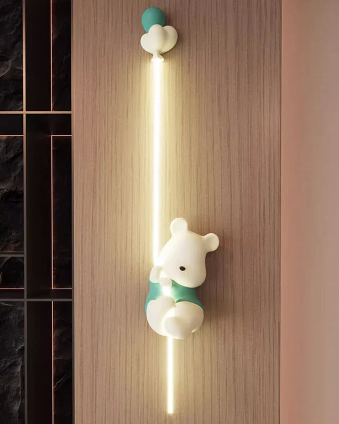 Climbing Bear Balloon Wall Light - Blue