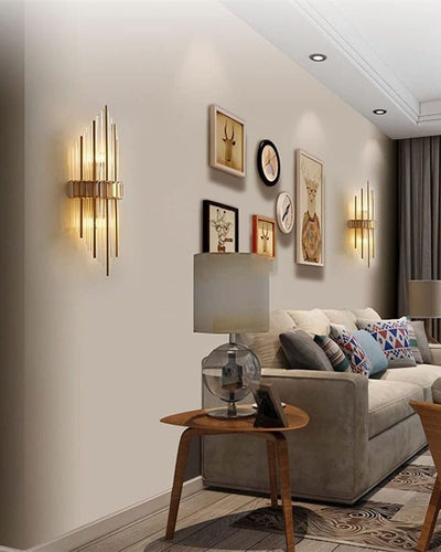 Modern Prism Glass Wall Light - Gold