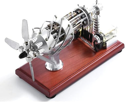 Hot-air Stirling Engine Model, 16 Cylinders Swash Plate Stirling Engine Kit Model, Metal Engine, Science Experiment Physical Toy