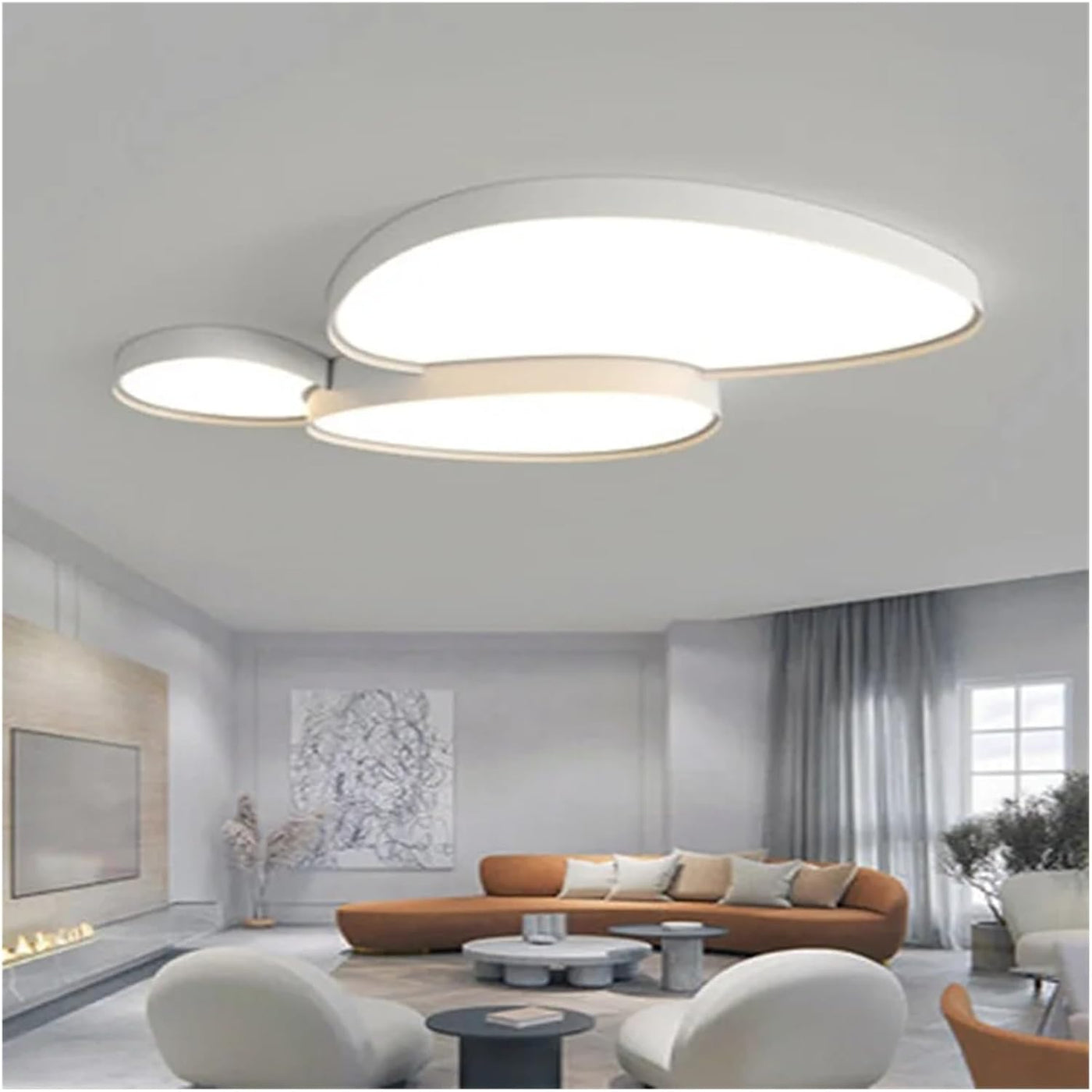 Fashion Led Ceiling Lamps Dimmable Black White Compatible with Living Room Bedroom Bathroom Home Decor Indoor Lighting Luster Fixture,Led Ceiling Pendant Lamp
