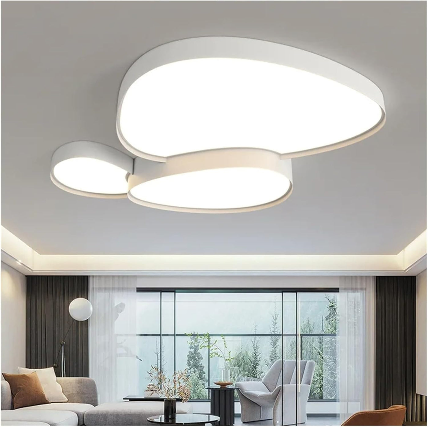 Fashion Led Ceiling Lamps Dimmable Black White Compatible with Living Room Bedroom Bathroom Home Decor Indoor Lighting Luster Fixture,Led Ceiling Pendant Lamp
