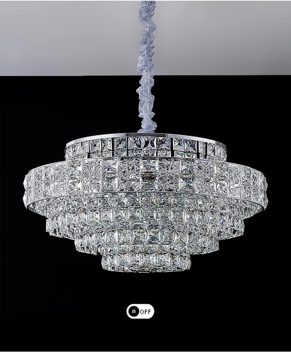 Luxury Glittering Crystal Long Pendant Lights Modern Lustres LED Oval Hanging Lamps