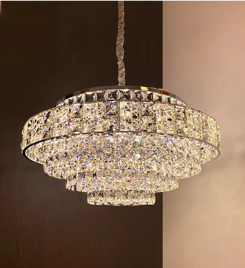 Luxury Glittering Crystal Long Pendant Lights Modern Lustres LED Oval Hanging Lamps