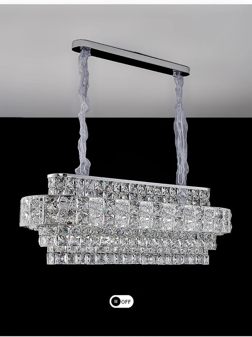 Luxury Glittering Crystal Long Pendant Lights Modern Lustres LED Oval Hanging Lamps