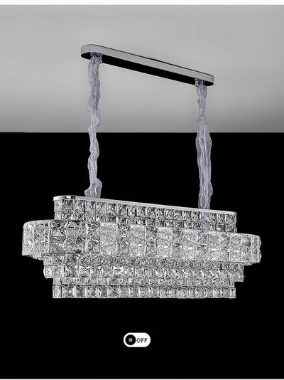 Luxury Glittering Crystal Long Pendant Lights Modern Lustres LED Oval Hanging Lamps