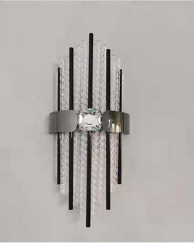 Textured Glass Gold Accent Wall Light - Black
