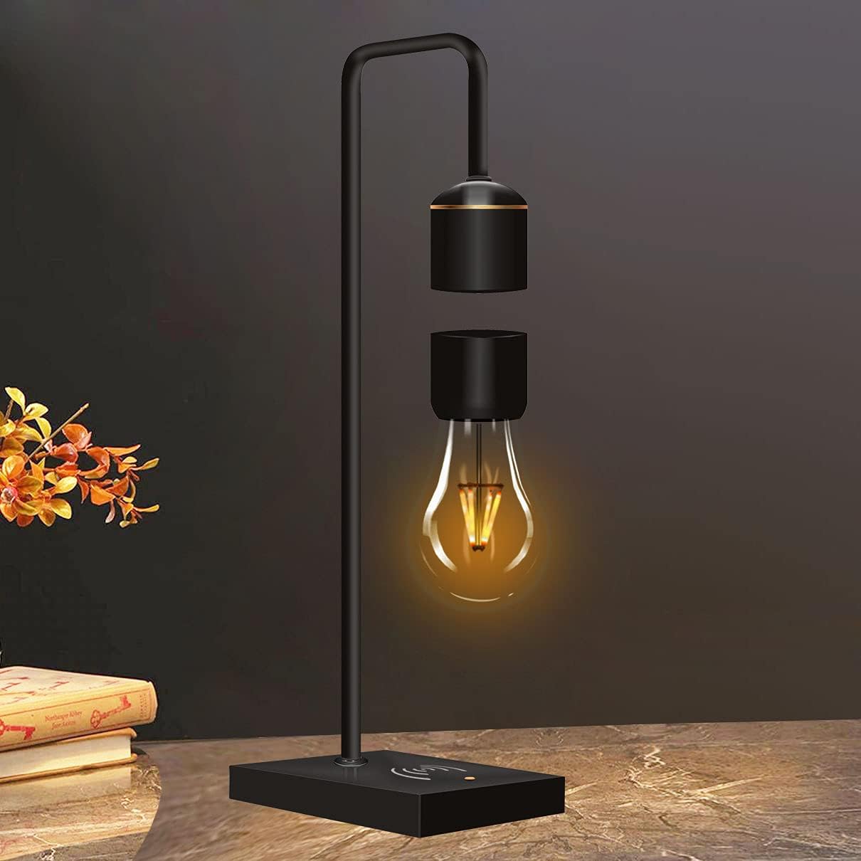 Modern Levitating Lamp with Floating Light and Built-in Qi Wireless Charger