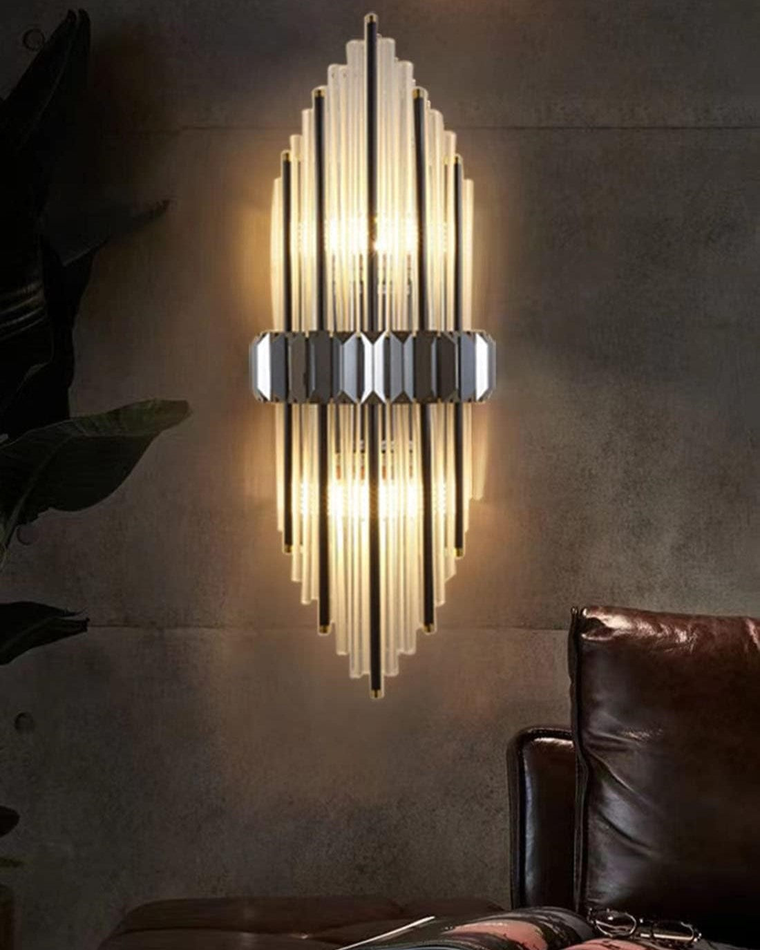 Modern Prism Glass Wall Light - Black