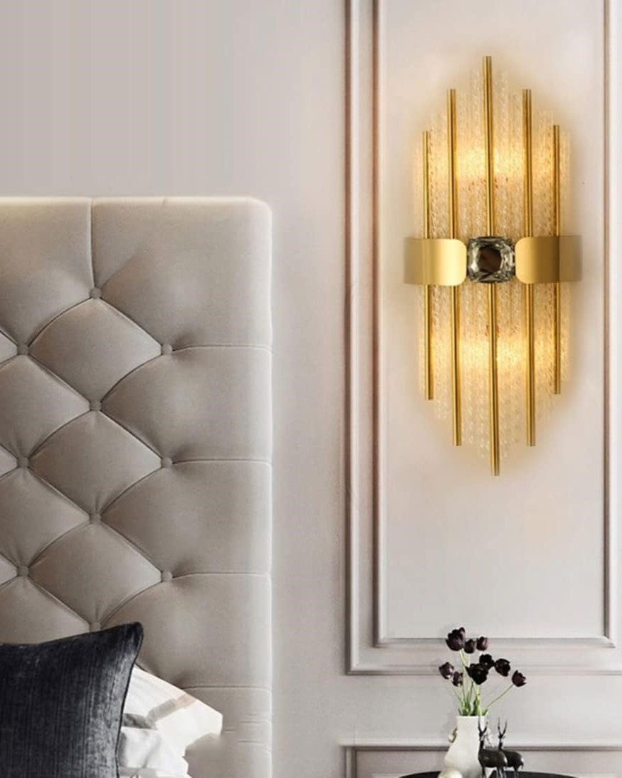 Textured Glass Gold Accent Wall Light - Gold