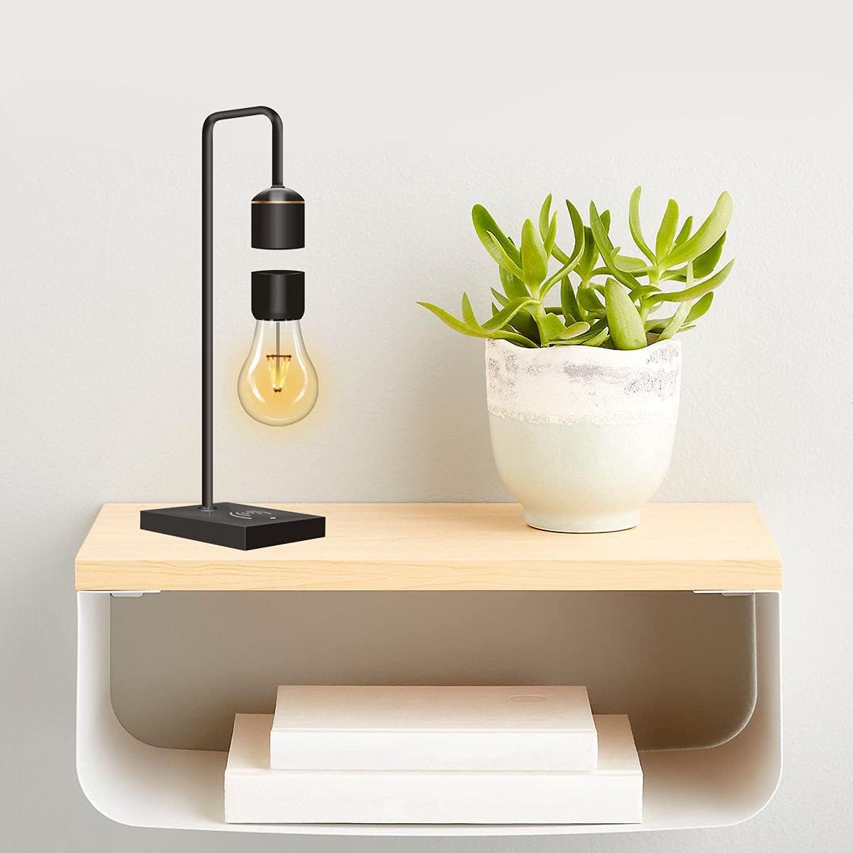 Modern Levitating Lamp with Floating Light and Built-in Qi Wireless Charger