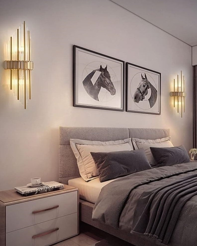 Modern Prism Glass Wall Light - Gold