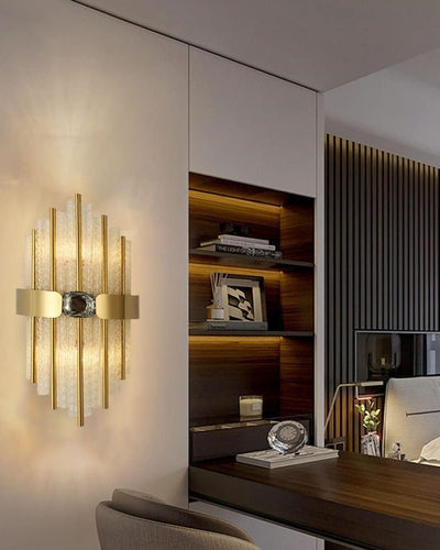 Textured Glass Gold Accent Wall Light - Gold