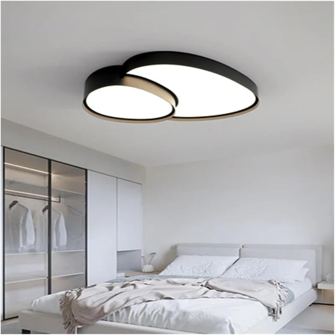 Fashion Led Ceiling Lamps Dimmable Black White Compatible with Living Room Bedroom Bathroom Home Decor Indoor Lighting Luster Fixture,Led Ceiling Pendant Lamp