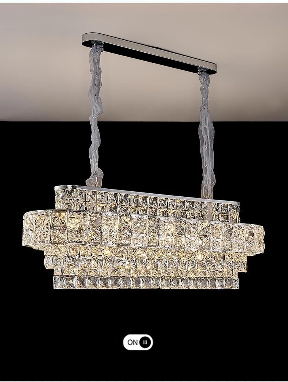 Luxury Glittering Crystal Long Pendant Lights Modern Lustres LED Oval Hanging Lamps