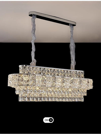 Luxury Glittering Crystal Long Pendant Lights Modern Lustres LED Oval Hanging Lamps