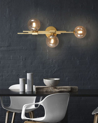 3 Head Glass Ball Wall Light - Amber