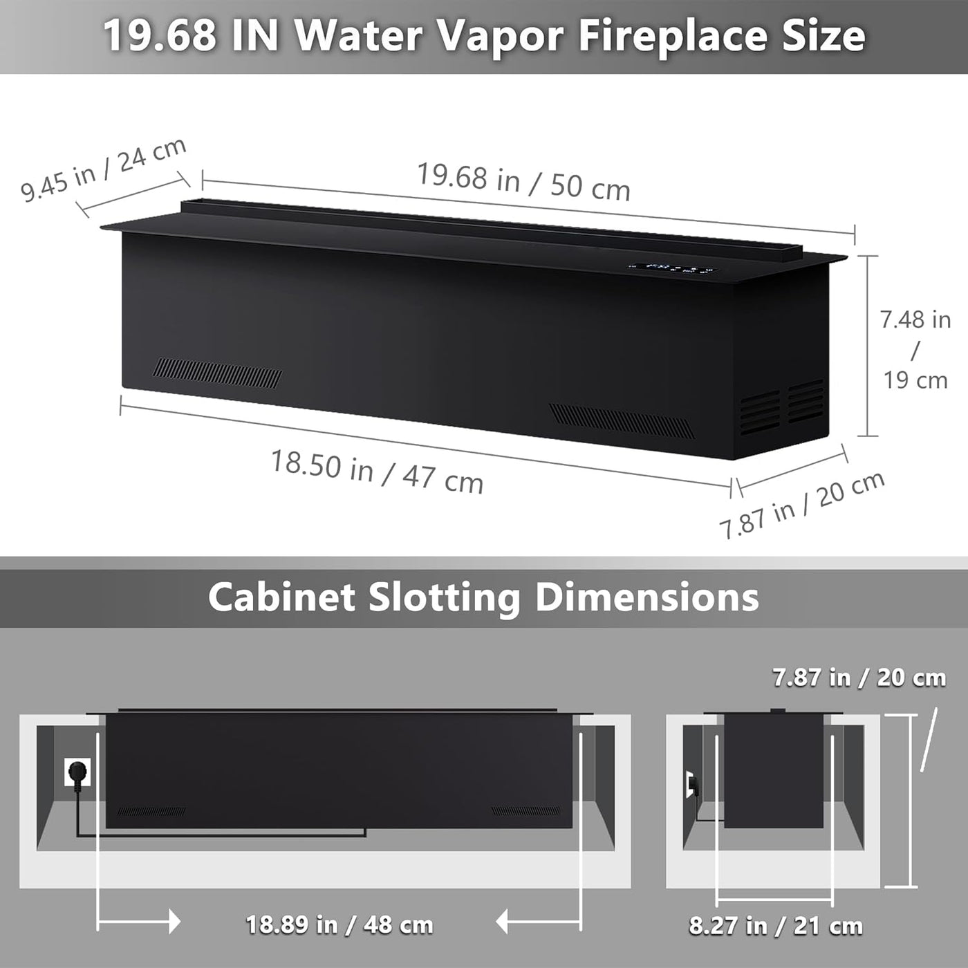 Electric Fireplace 3D Water Vapor Fireplace Recessed Realistic Atomized Flame, with Water and Remote Control Electric Steam Fireplace Stove