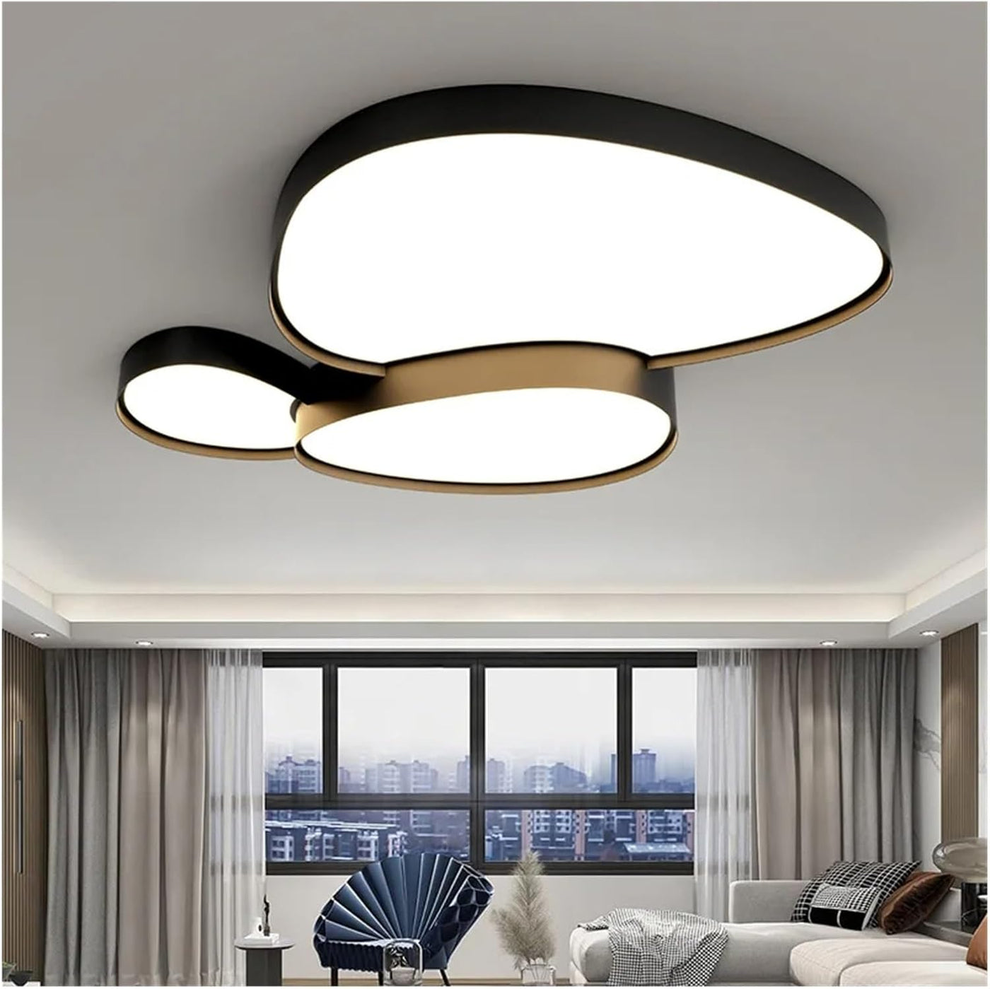 Fashion Led Ceiling Lamps Dimmable Black White Compatible with Living Room Bedroom Bathroom Home Decor Indoor Lighting Luster Fixture,Led Ceiling Pendant Lamp