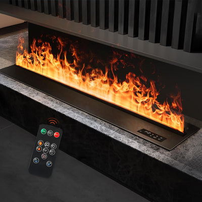 Electric Fireplace 3D Water Vapor Fireplace Recessed Realistic Atomized Flame, with Water and Remote Control Electric Steam Fireplace Stove