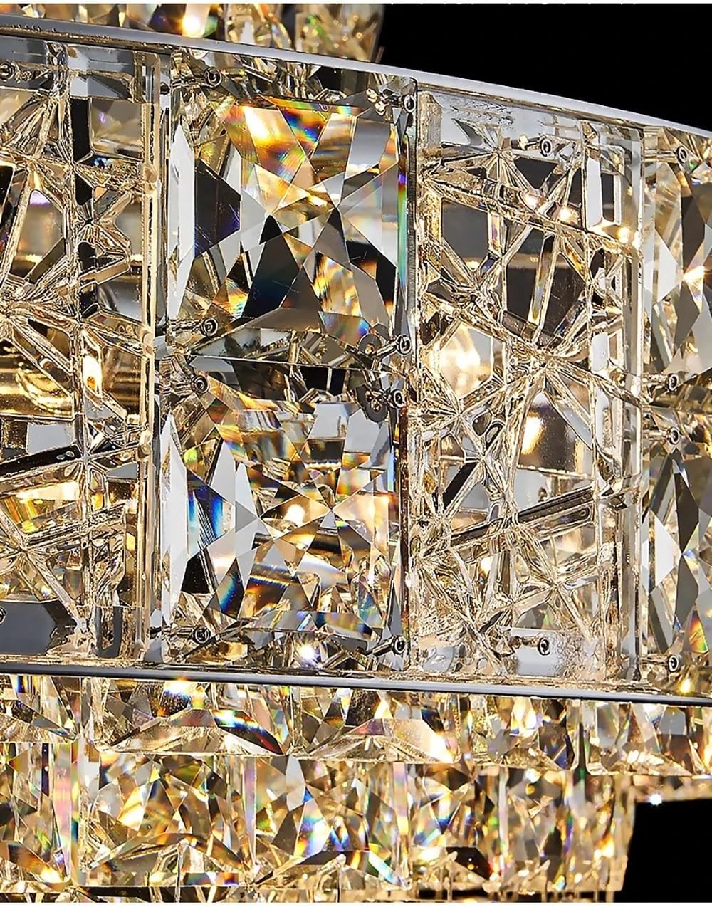 Luxury Glittering Crystal Long Pendant Lights Modern Lustres LED Oval Hanging Lamps