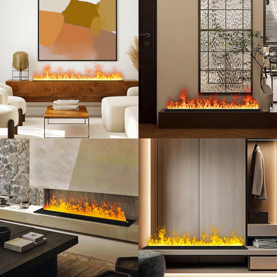 Electric Fireplace 3D Water Vapor Fireplace Recessed Realistic Atomized Flame, with Water and Remote Control Electric Steam Fireplace Stove