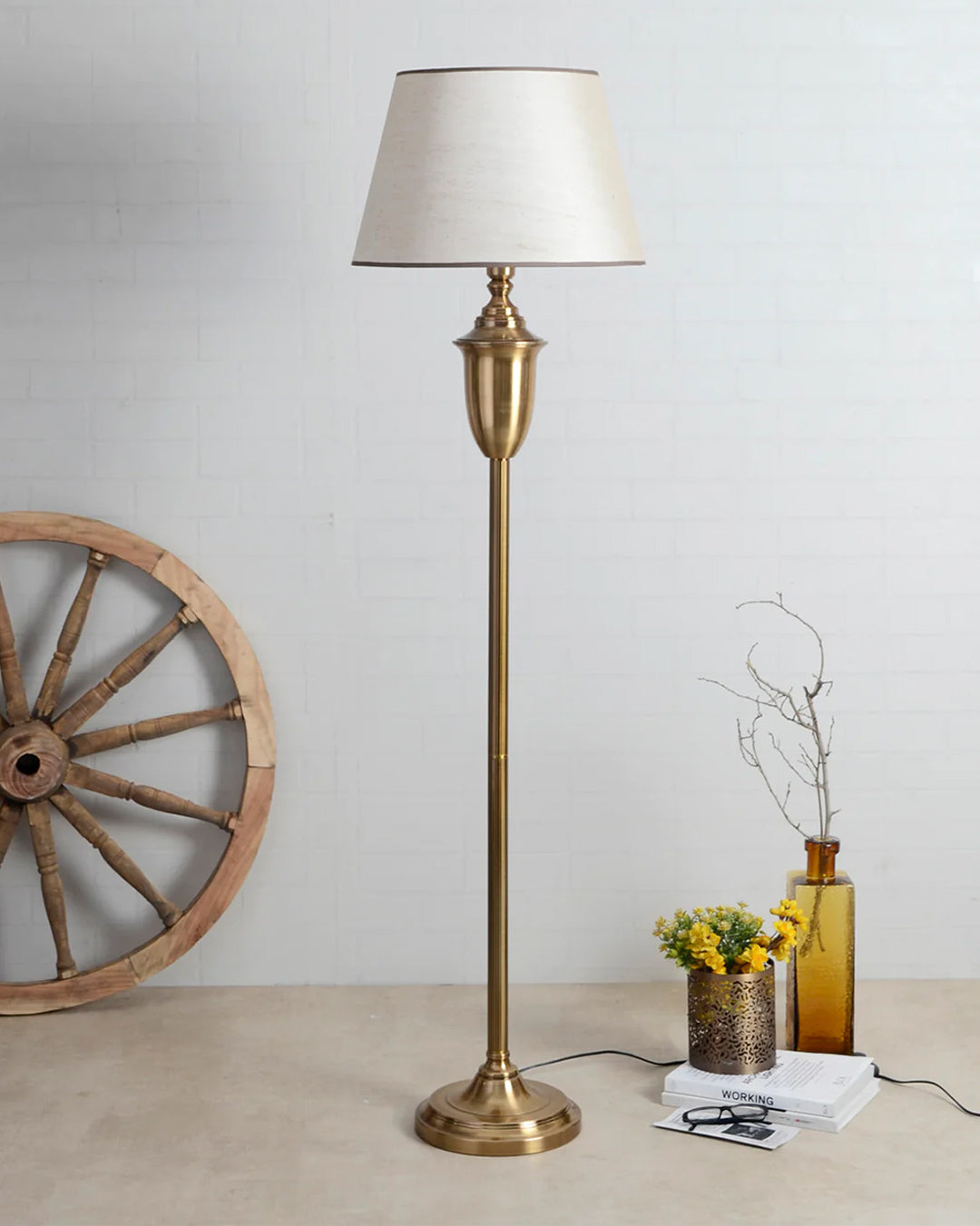 Mid-Century Gold Metal Floor Lamp