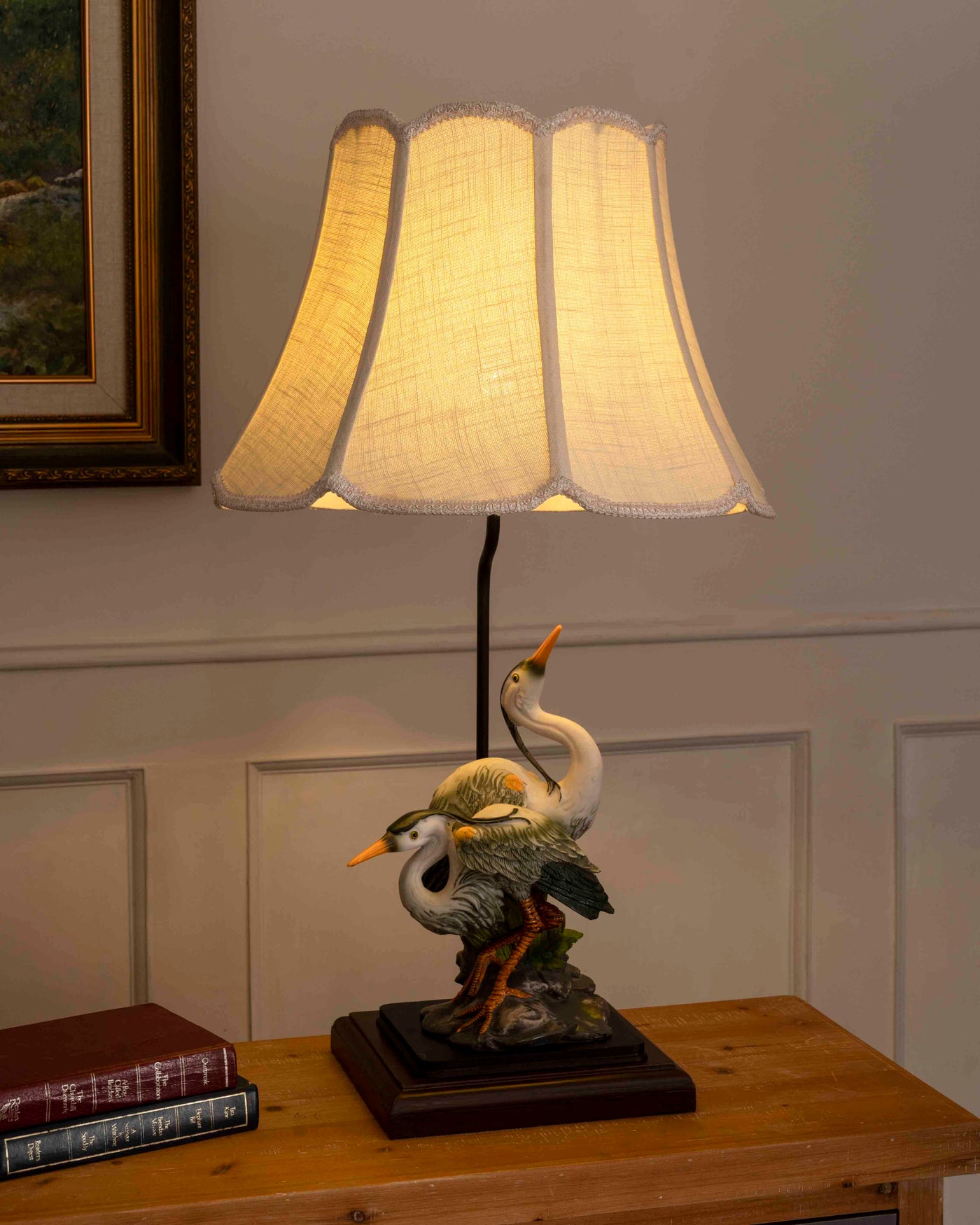 'Elegance in Nature' Cranes Figurine Table Lamp