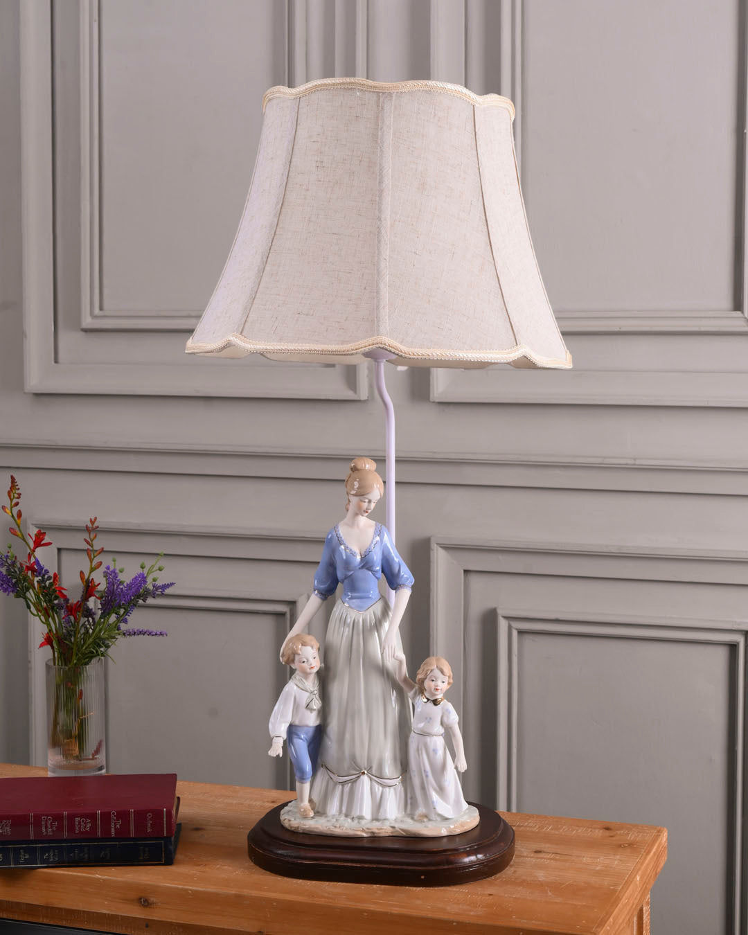 Mother's Stroll Victorian Lady - Fine Porcelain Table Lamp