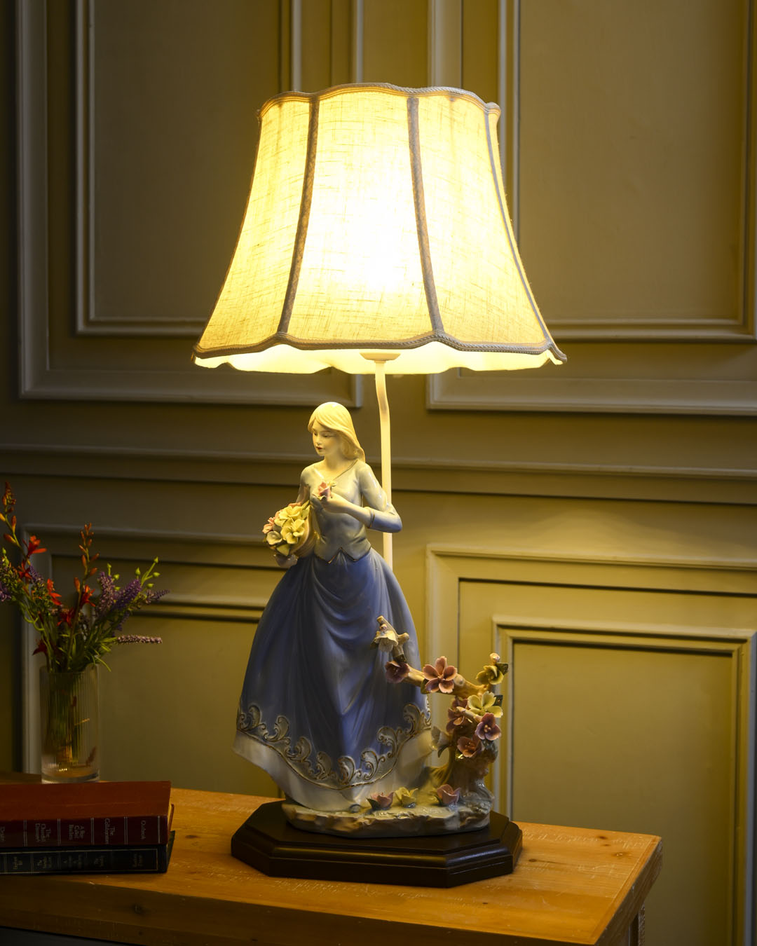 'Spring Serenade Victorian Lady' Fine Porcelain Table Lamp
