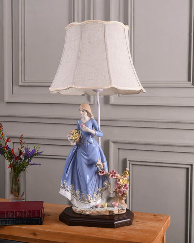 'Spring Serenade Victorian Lady' Fine Porcelain Table Lamp