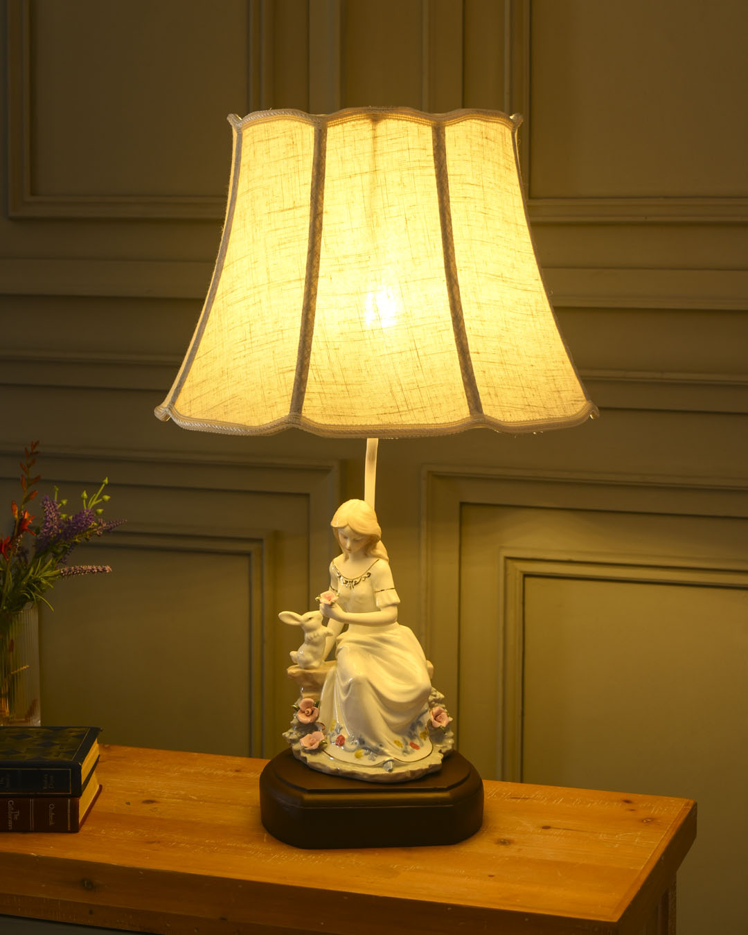 Victorian Innocent Girl- Fine Porcelain Table Lamp