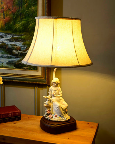 Victorian Innocent Girl- Fine Porcelain Table Lamp