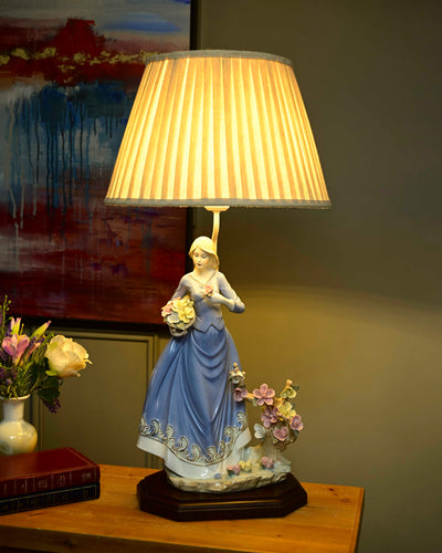 'Spring Serenade Victorian Lady' Fine Porcelain Table Lamp