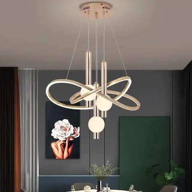 Celestial Charm Chandelier Golden Twisted Curl Ball Lights Chandelier