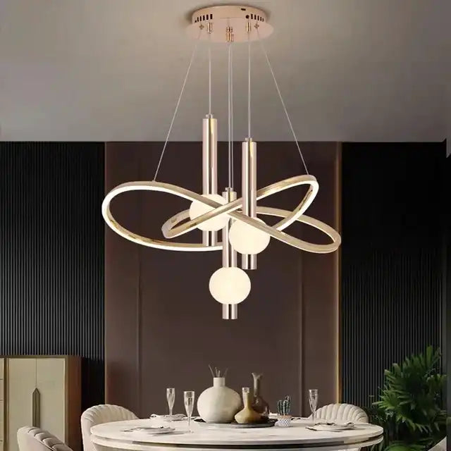 Celestial Charm Chandelier Golden Twisted Curl Ball Lights Chandelier