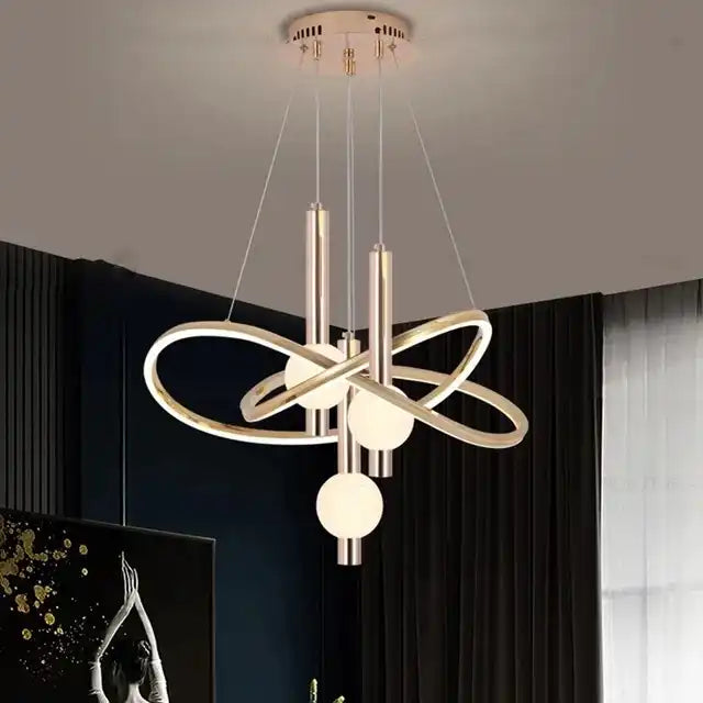 Celestial Charm Chandelier Golden Twisted Curl Ball Lights Chandelier