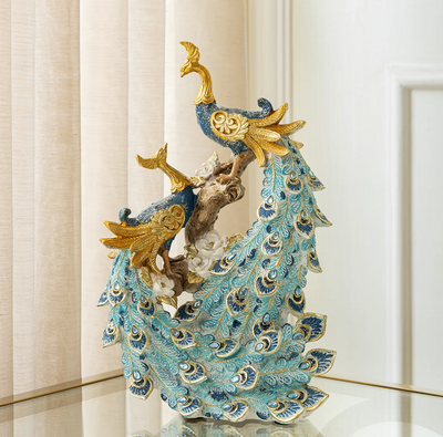Royal Twin Peacock Decorative Showpiece