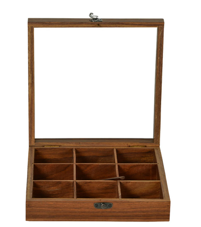 Handcrafted Sheesham Wood Spice Box with Spoon – 9 Partition Masala Dabba