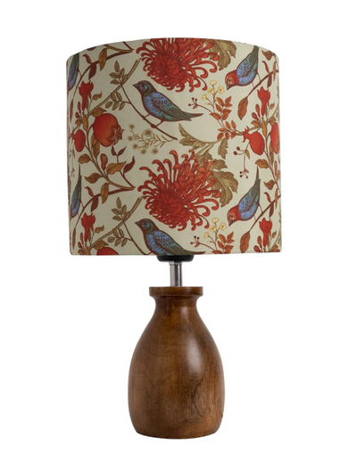 Dovel Pot Table Lamp – Wooden Base with Hand-Painted Birds | Elegant Night Lamp for Bedroom, Living Room & Home Décor